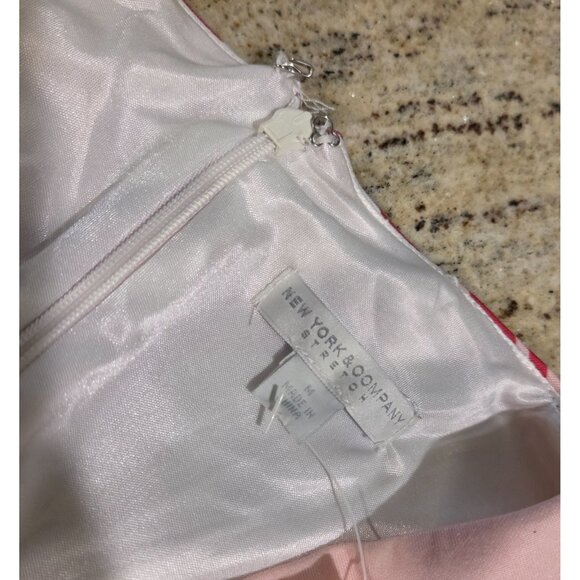 New! New York & Company Dress Pink Black Women's M Chevron Sleeveless Sheath NWT - Picture 11 of 15